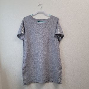 Tahari 100% Linen Pinstripes Shift Dress Size XL